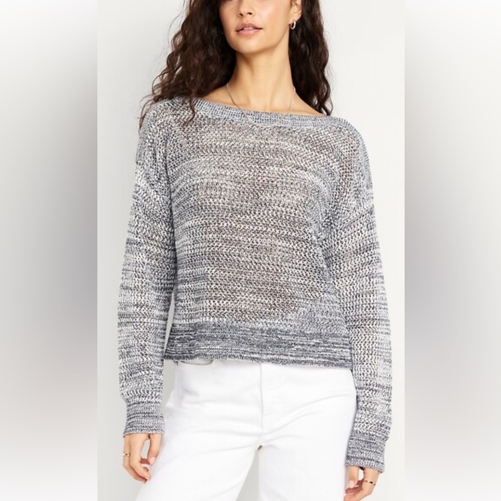 New Old Navy Gray and White Women's knit cotton Sweater. 2X